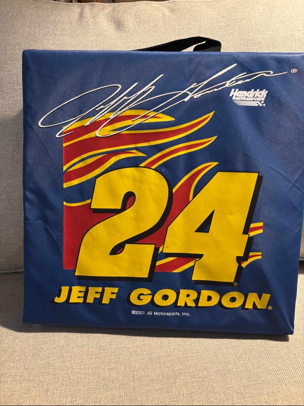 2001-Jeff Gordon #24 Racing stadium seat in Blue and Yellow with pocket storage